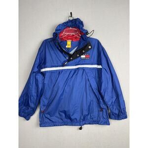 Vintage Tommy Hilfiger Jacket Mens Large Hooded Pullover Anorak Windbreaker 90s